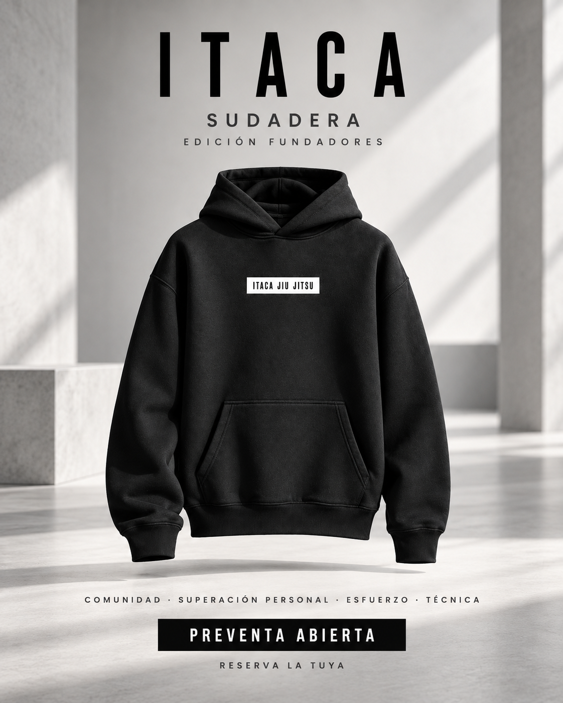 Sudadera negra Ítaca Jiu Jitsu de la Edición Fundadores